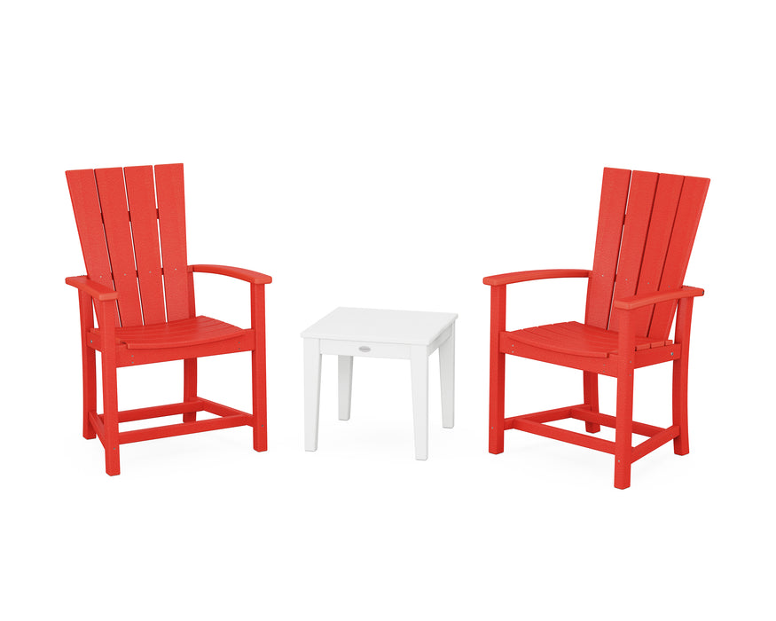 POLYWOOD® Quattro 3-Piece Upright Adirondack Chair Set in Sunset Red / White