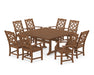Martha Stewart by POLYWOOD Chinoiserie 9-Piece Square Farmhouse Dining Set with Trestle Legs in Teak