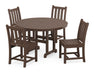 POLYWOOD Traditional Garden Side Chair 5-Piece Round Farmhouse Dining Set in Mahogany