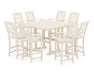 Martha Stewart by POLYWOOD Chinoiserie 9-Piece Square Bar Set with Trestle Legs in Sand