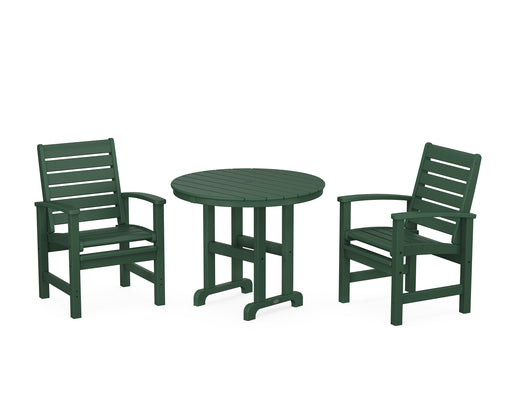 POLYWOOD Signature 3-Piece Round Farmhouse Dining Set in Green