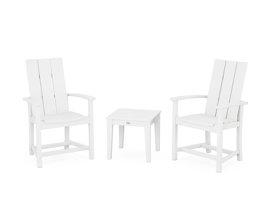 POLYWOOD® Modern 3-Piece Upright Adirondack Chair Set in White