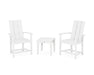 POLYWOOD® Modern 3-Piece Upright Adirondack Chair Set in White