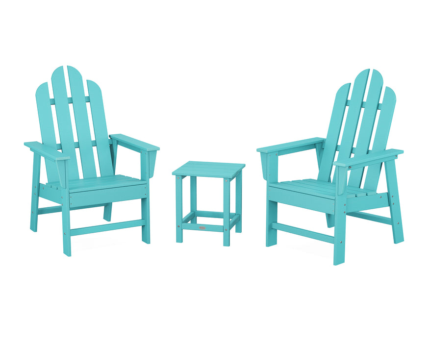 POLYWOOD® Long Island 3-Piece Upright Adirondack Chair Set in Black