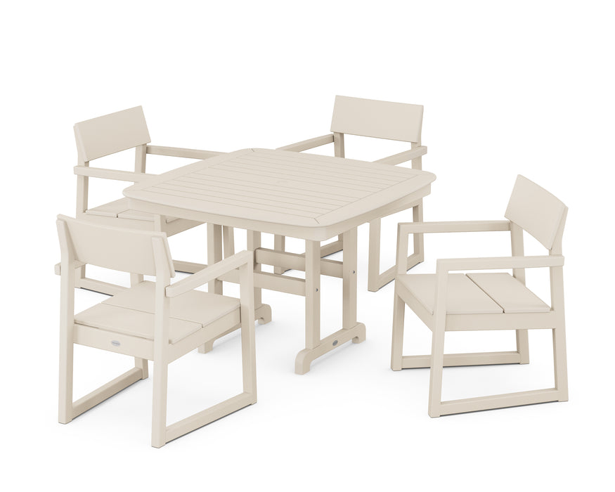 POLYWOOD EDGE 5-Piece Dining Set with Trestle Legs in Sand