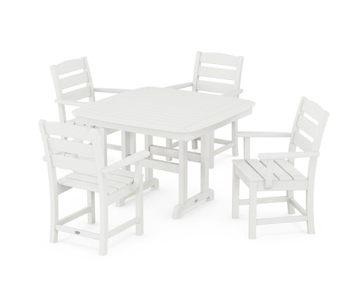 POLYWOOD Lakeside 5-Piece Dining Set with Trestle Legs in Vintage White