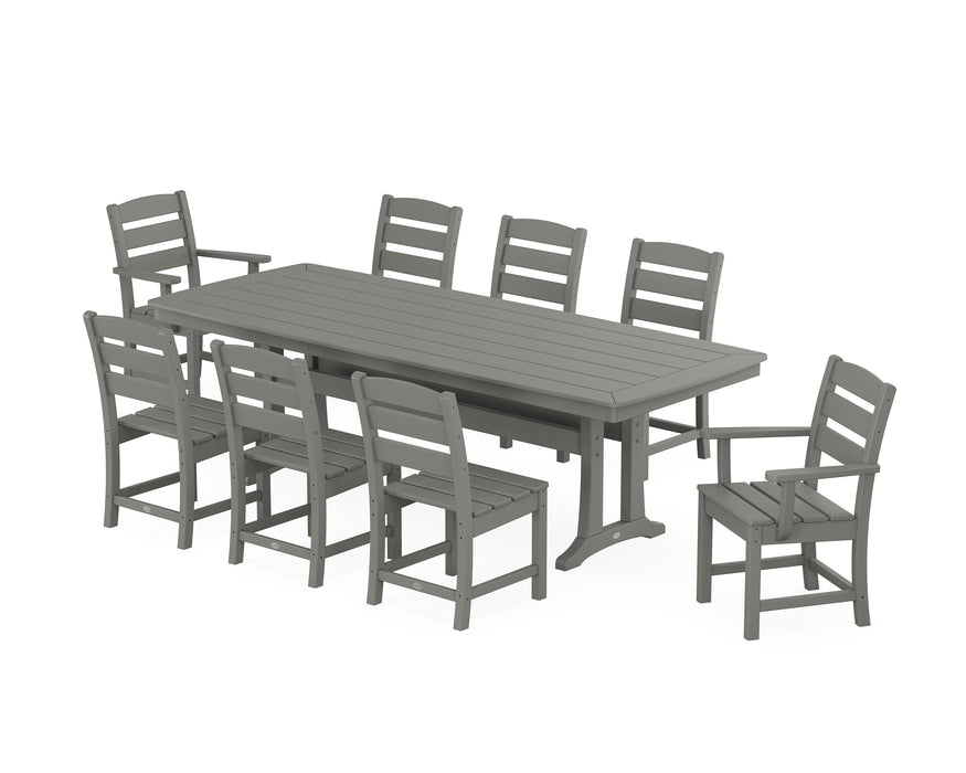 POLYWOOD Lakeside 9-Piece Dining Set with Trestle Legs in Slate Grey
