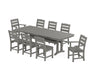 POLYWOOD Lakeside 9-Piece Dining Set with Trestle Legs in Slate Grey