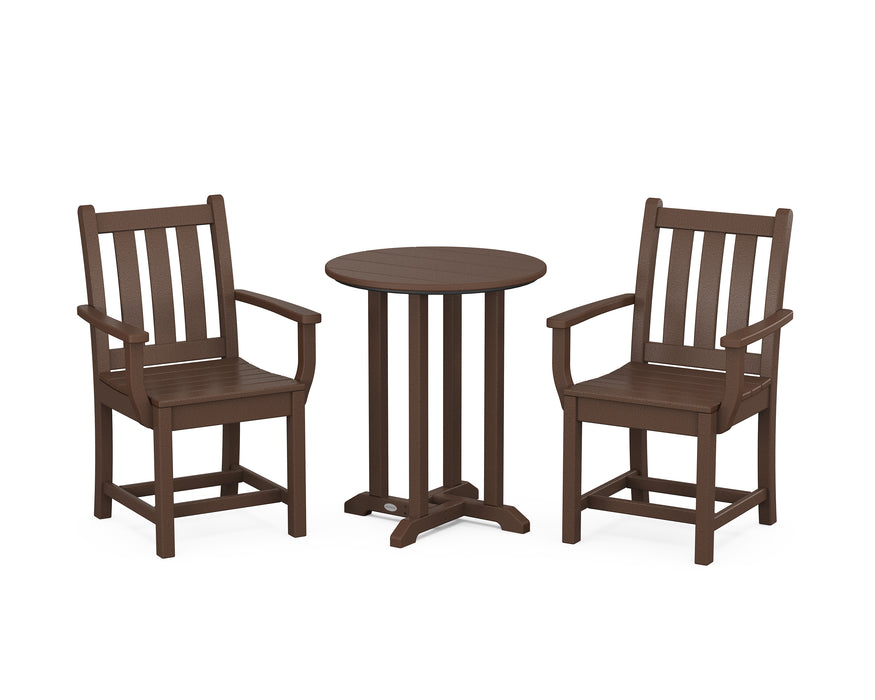 POLYWOOD Traditional Garden 3-Piece Round Dining Set in Mahogany