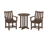 POLYWOOD Traditional Garden 3-Piece Round Dining Set in Mahogany