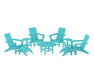 POLYWOOD Modern Adirondack Chair 9-Piece Conversation Set in Aruba