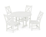 POLYWOOD Braxton Side Chair 5-Piece Round Dining Set in Vintage White