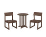 POLYWOOD EDGE Side Chair 3-Piece Round Dining Set in Mahogany