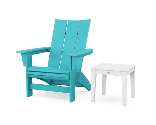 POLYWOOD® Modern Grand Adirondack Chair with Side Table in Black