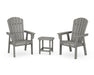 POLYWOOD® Nautical 3-Piece Curveback Upright Adirondack Chair Set in Slate Grey