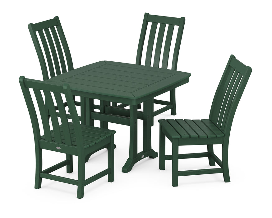 POLYWOOD Vineyard Side Chair 5-Piece Dining Set with Trestle Legs in Green