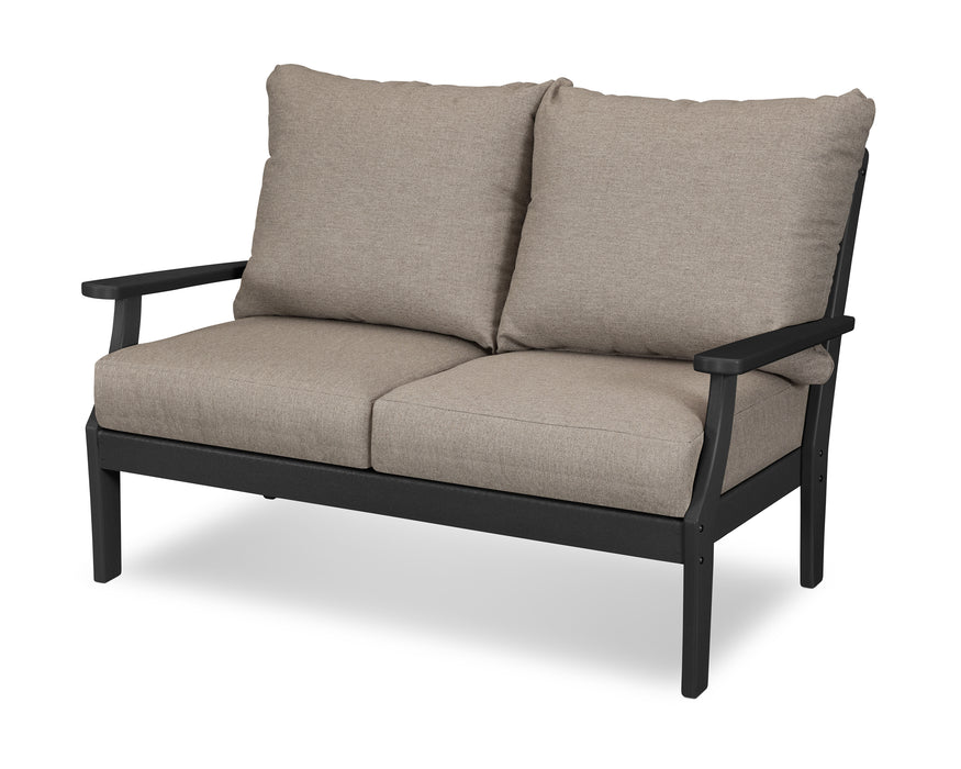 POLYWOOD Braxton Deep Seating Loveseat in Black with Sancy Shale fabric