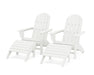 POLYWOOD Vineyard Curveback Adirondack Chair 4-Piece Set with Ottomans in Vintage White