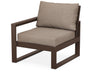 POLYWOOD® EDGE Modular Left Arm Chair in Mahogany with Spiced Burlap fabric