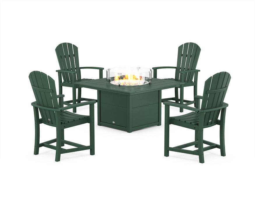 POLYWOOD® Palm Coast 4-Piece Upright Adirondack Conversation Set with Fire Pit Table in Mahogany