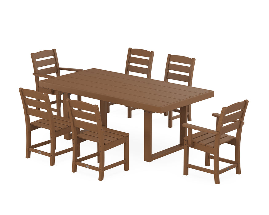POLYWOOD Lakeside 7-Piece Dining Set with Trestle Legs in Teak