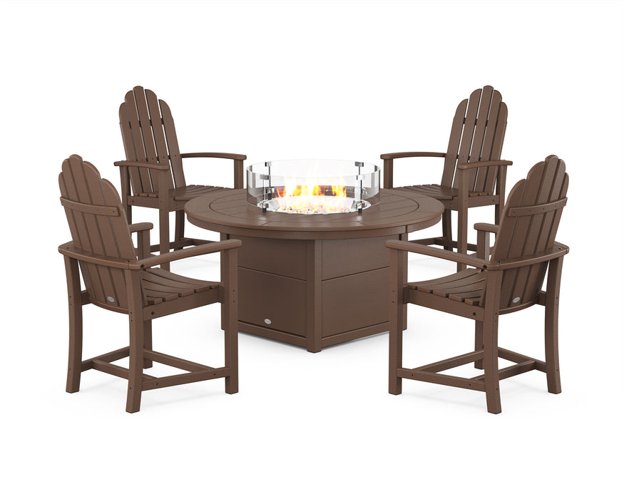 POLYWOOD® Classic 4-Piece Upright Adirondack Conversation Set with Fire Pit Table in Sand