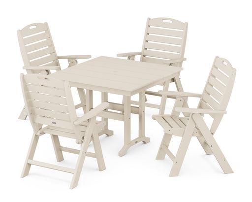 POLYWOOD Nautical Highback Chair 5-Piece Farmhouse Dining Set in Sand