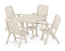 POLYWOOD Nautical Highback Chair 5-Piece Farmhouse Dining Set in Sand