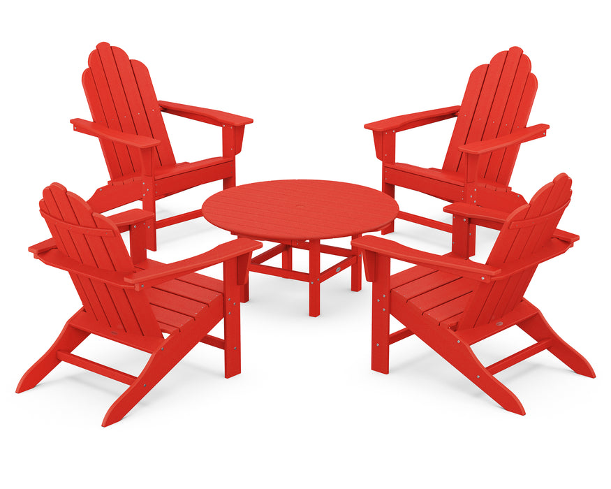POLYWOOD Long Island Adirondack 5-Piece Conversation Group in Sunset Red