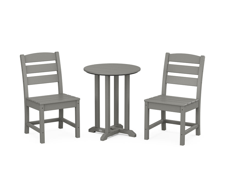 POLYWOOD Lakeside Side Chair 3-Piece Round Dining Set in Slate Grey