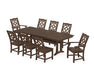Martha Stewart by POLYWOOD Chinoiserie 9-Piece Farmhouse Dining Set with Trestle Legs in Mahogany