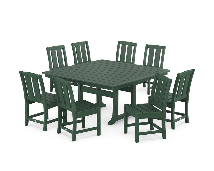 POLYWOOD® Mission Side Chair 9-Piece Square Dining Set with Trestle Legs in Black