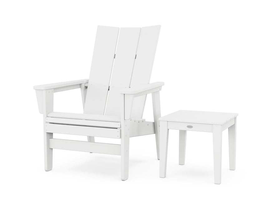 POLYWOOD® Modern Grand Upright Adirondack Chair with Side Table in White