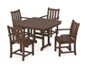 POLYWOOD Traditional Garden 5-Piece Dining Set with Trestle Legs in Mahogany
