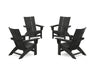 POLYWOOD® 4-Piece Modern Grand Adirondack Chair Conversation Set in Green