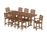 POLYWOOD® Lakeside 9-Piece Counter Set with Trestle Legs in Teak