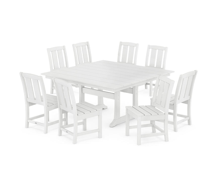 POLYWOOD® Mission Side Chair 9-Piece Square Farmhouse Dining Set with Trestle Legs in White