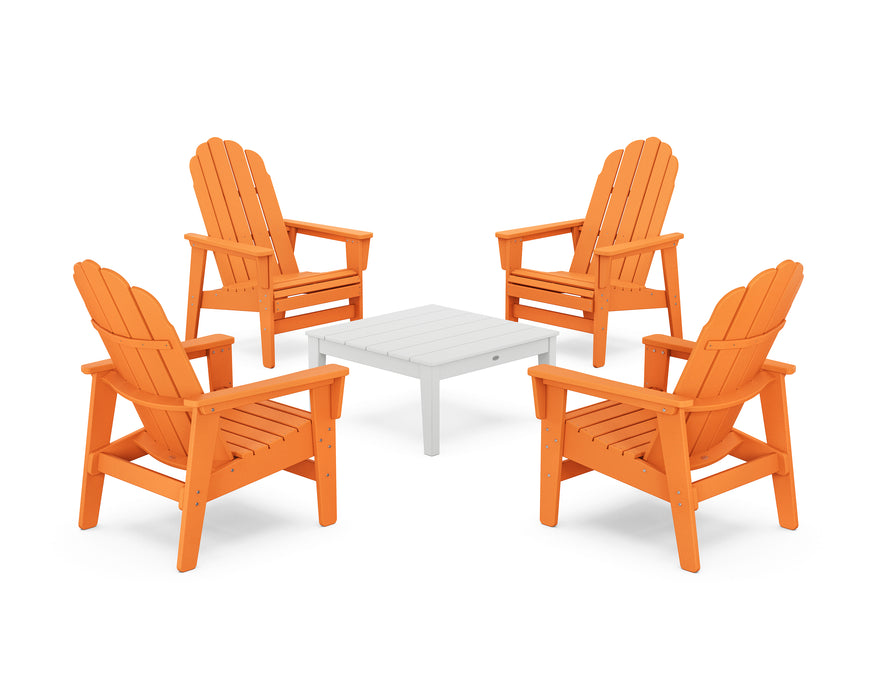POLYWOOD® 5-Piece Vineyard Grand Upright Adirondack Chair Conversation Group in Aruba / White