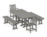 POLYWOOD Traditional Garden 5-Piece Farmhouse Dining Set with Benches in Slate Grey