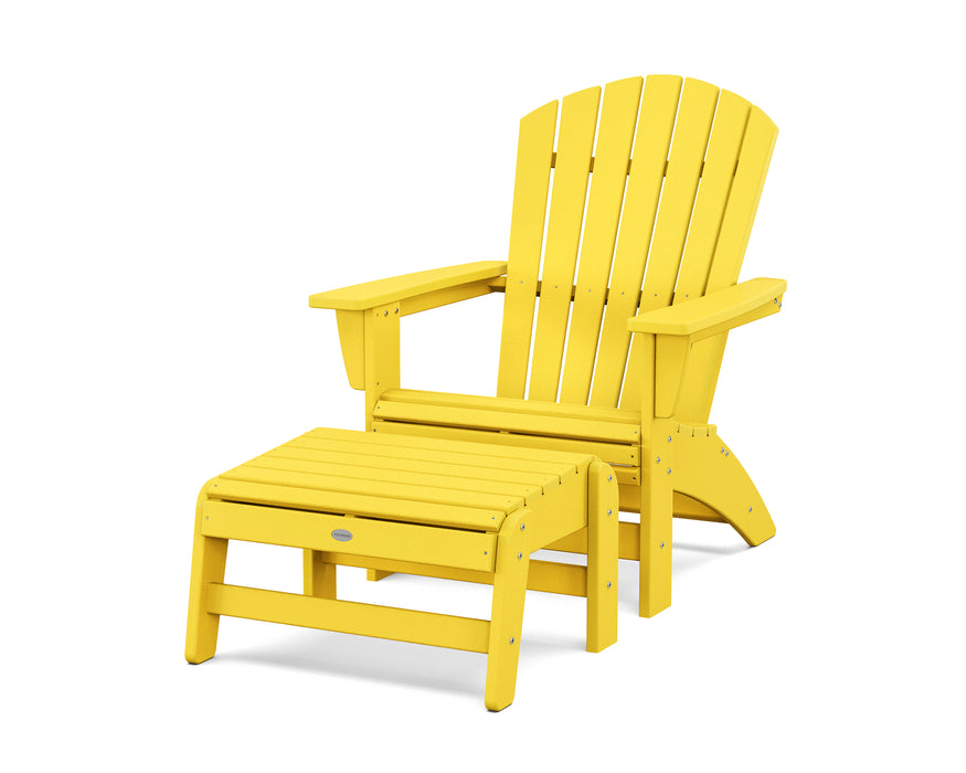 POLYWOOD® Nautical Grand Adirondack Chair with Ottoman in Lemon