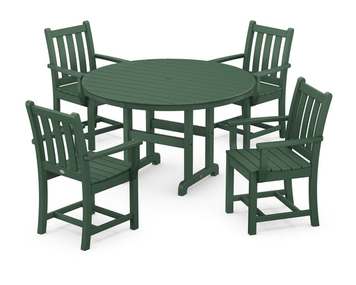POLYWOOD Traditional Garden 5-Piece Round Farmhouse Dining Set in Green