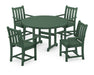 POLYWOOD Traditional Garden 5-Piece Round Farmhouse Dining Set in Green