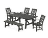 Martha Stewart by POLYWOOD Chinoiserie 6-Piece Rustic Farmhouse Dining Set with Bench in Black