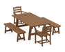 POLYWOOD La Casa Cafe 5-Piece Rustic Farmhouse Dining Set With Benches in Teak