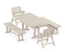 POLYWOOD Nautical Lowback 5-Piece Farmhouse Dining Set With Trestle Legs in Sand