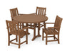 POLYWOOD® Oxford 5-Piece Round Dining Set with Trestle Legs in Teak