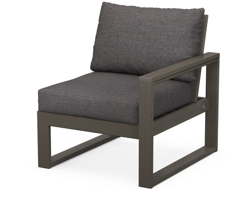 POLYWOOD® EDGE Modular Right Arm Chair in Vintage Coffee with Ash Charcoal fabric