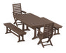 POLYWOOD Captain 5-Piece Dining Set with Trestle Legs in Mahogany