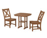 POLYWOOD Braxton Side Chair 3-Piece Dining Set in Teak