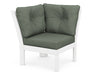 POLYWOOD Vineyard Modular Corner Chair in White with Cast Sage fabric